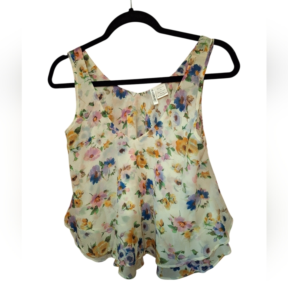 Vintage Passports Y2K Floral Babydoll chiffon crop Fairy Preppy Boho Lady small